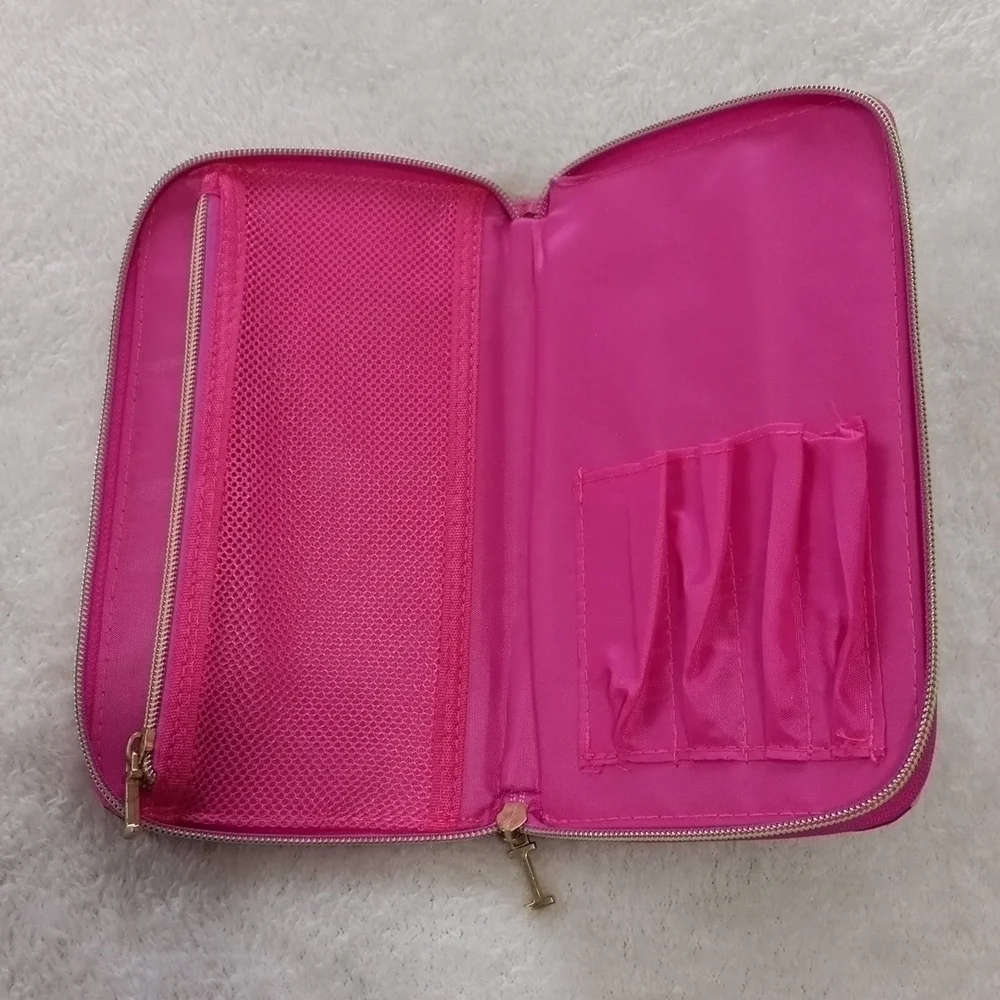 Isaac Mizrahi Floral Travel Makeup Brush Organizer Cosmetic Case